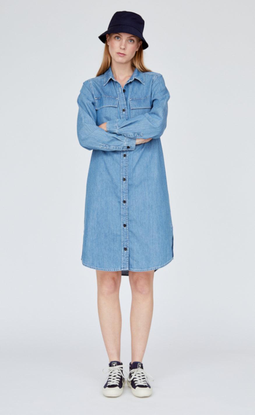 Basic Apparel Kjole - Rose - Faded Denim
