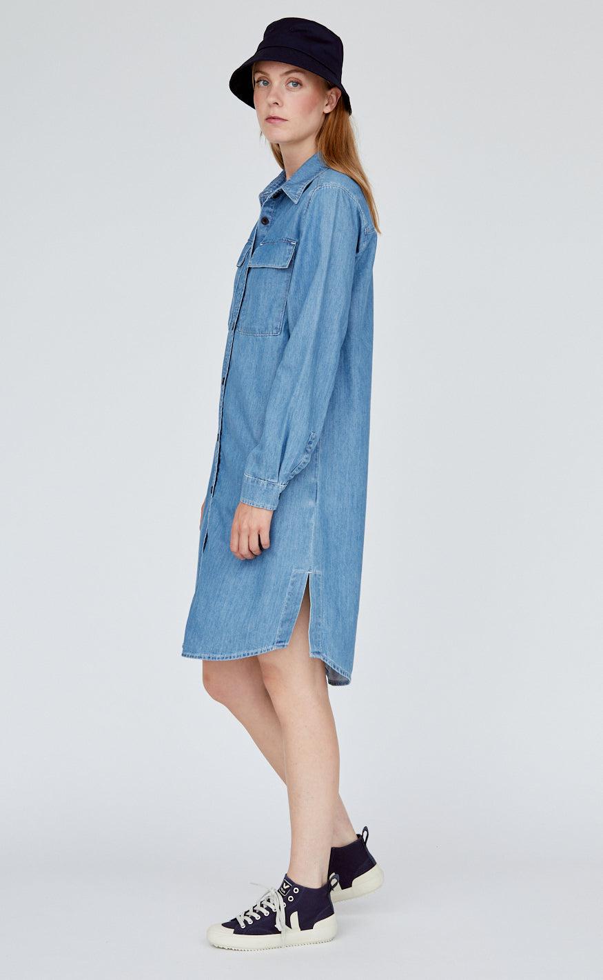Basic Apparel Kjole - Rose - Faded Denim