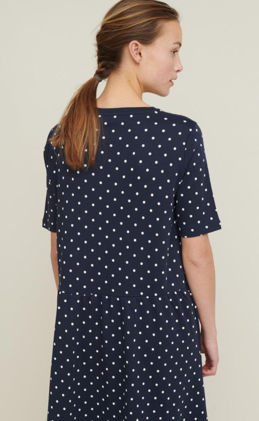 Basic Apparel Kjole - Signe Dot - Navy
