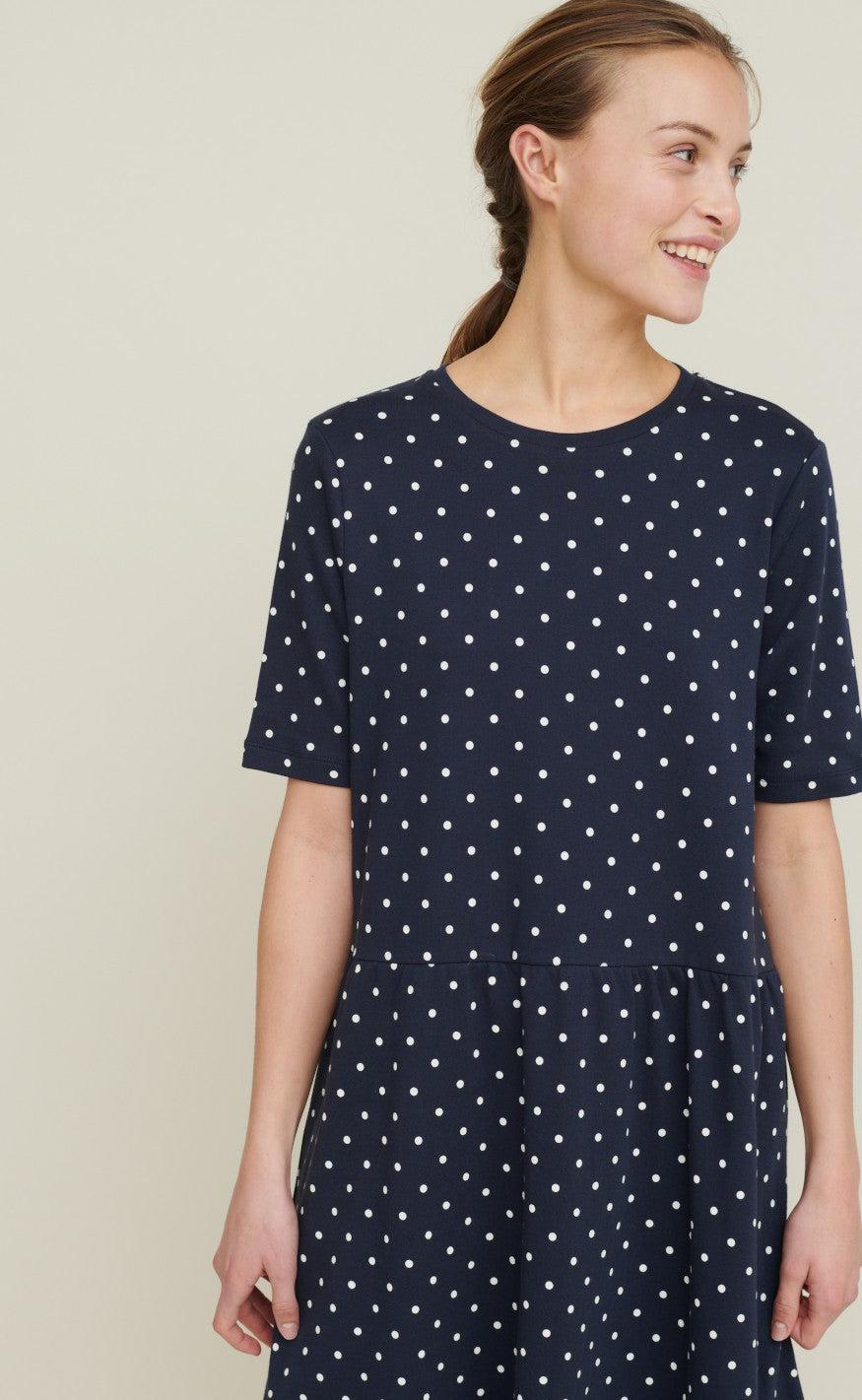 Basic Apparel Kjole - Signe Dot - Navy