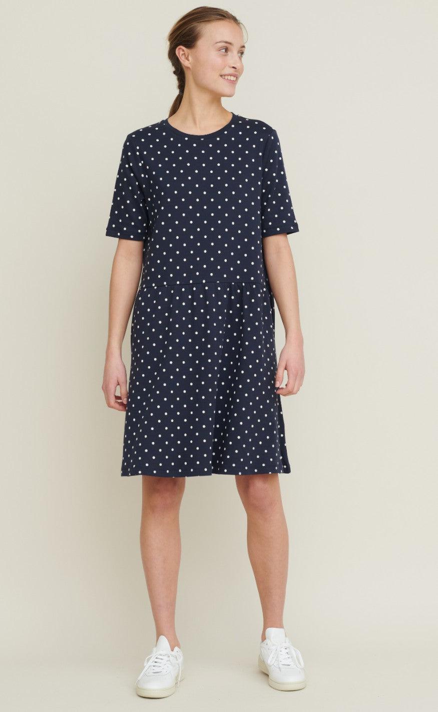 Basic Apparel Kjole - Signe Dot - Navy