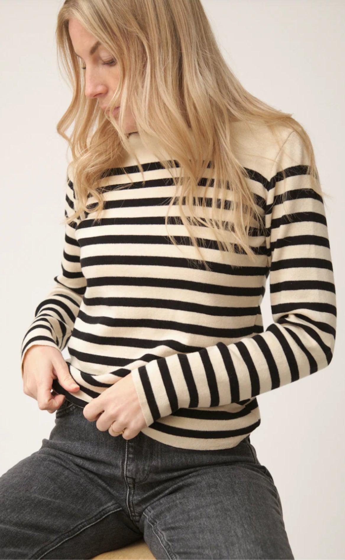 Basic Apparel Sweater - Sailor Stripe - Birch / Black