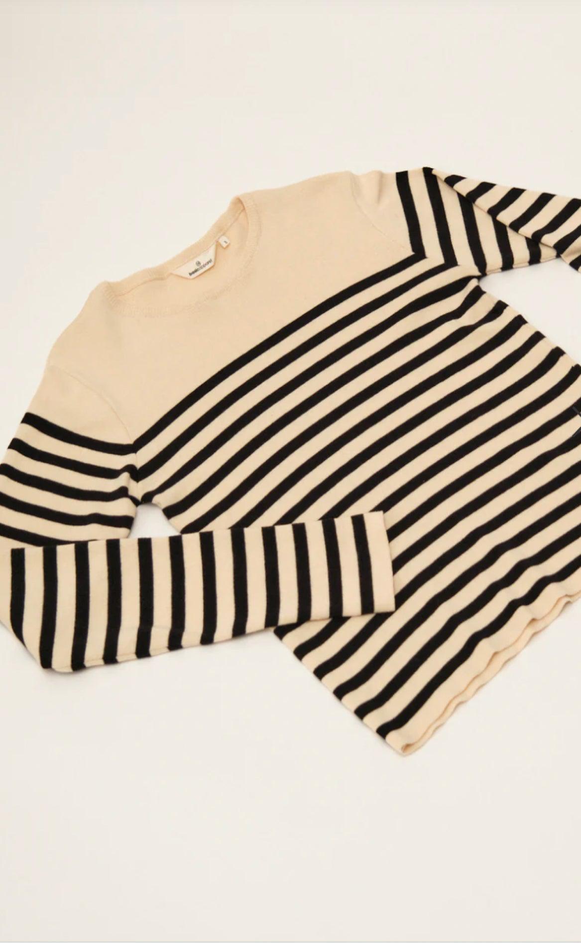 Basic Apparel Sweater - Sailor Stripe - Birch / Black