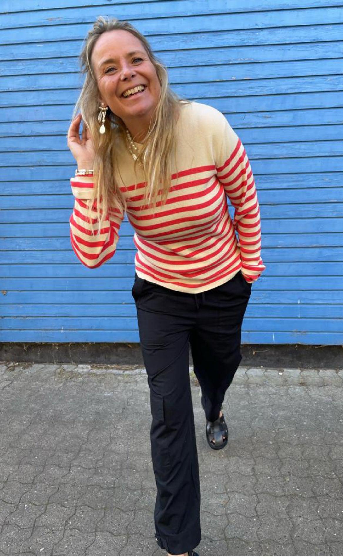 Basic Apparel Sweater - Sailor Stripe - Birch / Cayenne