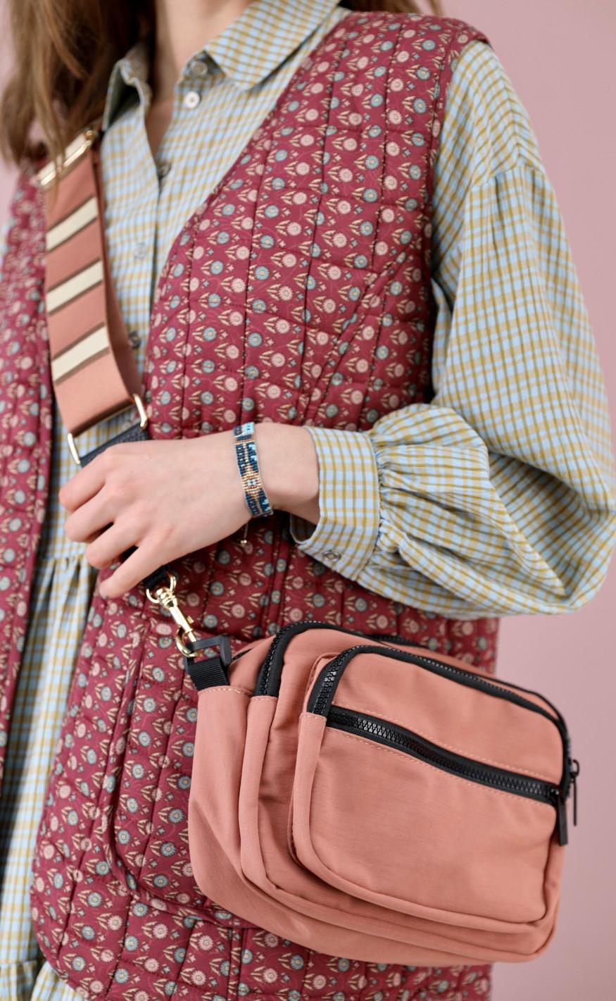 Black Colour Bagstrap - Björk Striped - Pepe Rose