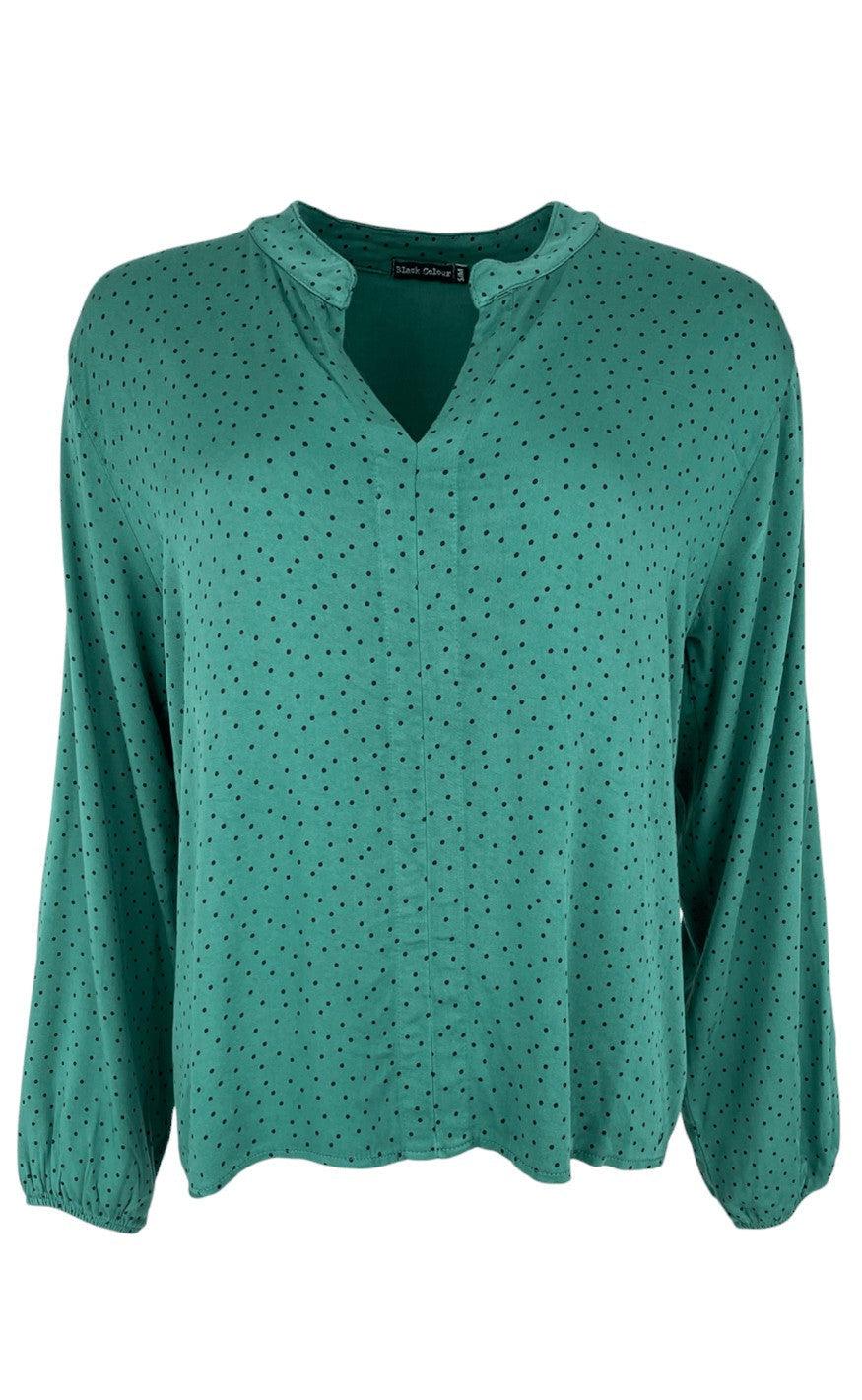 Black Colour Bluse - Bianca Dot - Green Dot