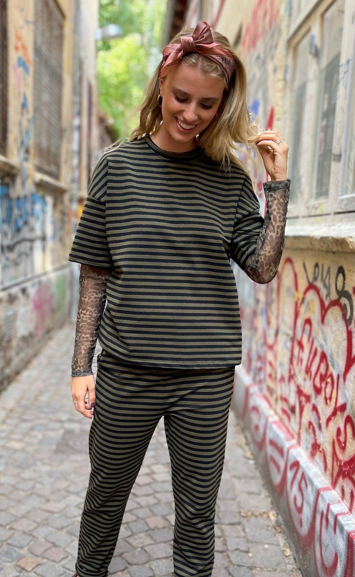 Black Colour Bluse - Florence Mesh - Army Leo