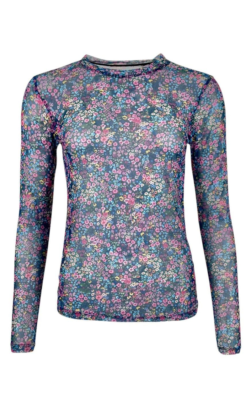 Black Colour Bluse - Florence Mesh - Multi Flower