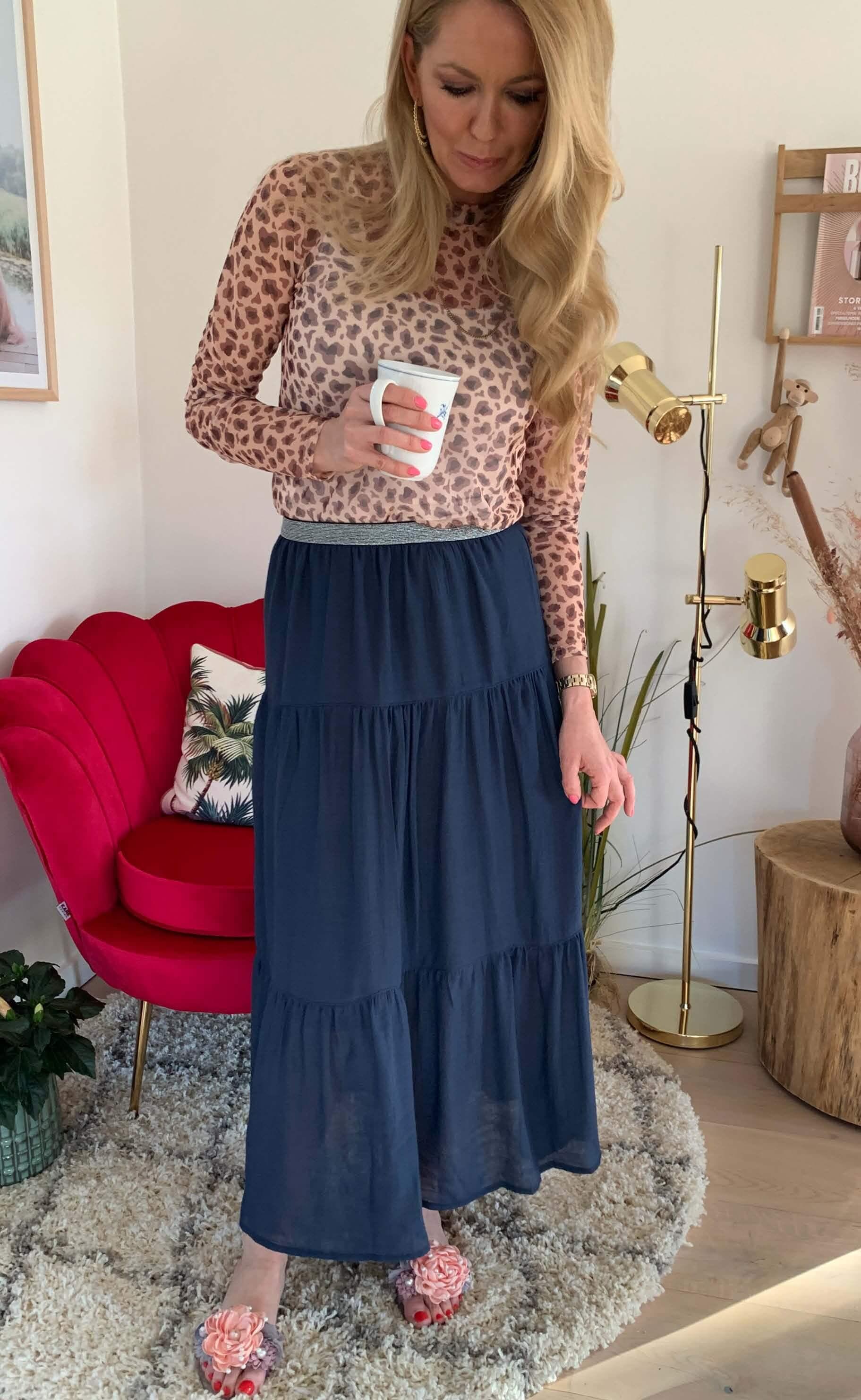 Black Colour Bluse - Florence Mesh - Nude Leo