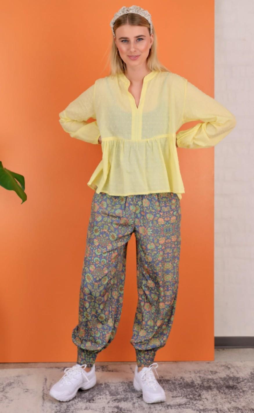 Black Colour Bluse - Frigg Cotton - Lt. Yellow