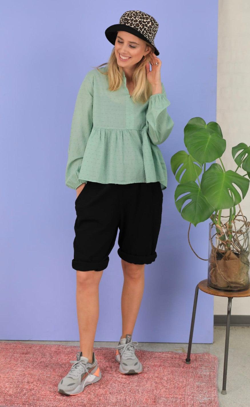 Black Colour Bluse - Frigg Cotton - Mint