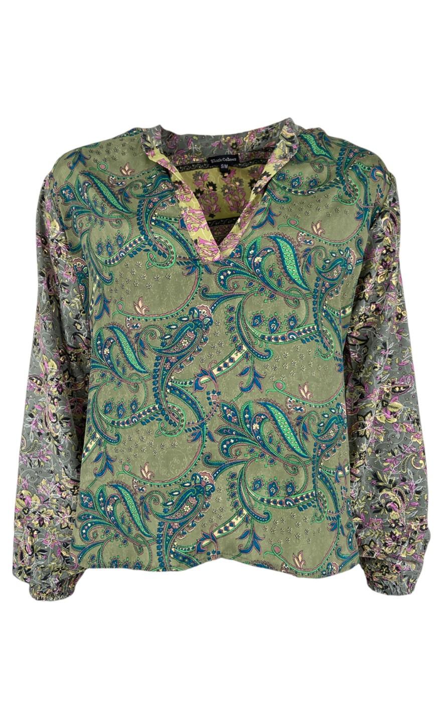 Black Colour Bluse - Luna Kaftan - Army Multi