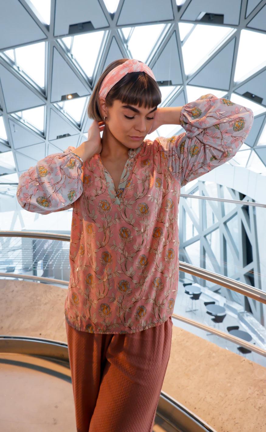 Black Colour Bluse - Luna Kaftan - Pastel Delight
