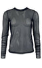 Black Colour Bluse - Pisa Mesh - Black