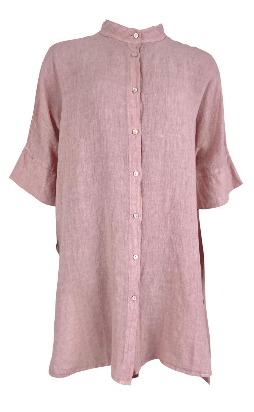 Black Colour Bluse - Siena Linen Oversize - Rose