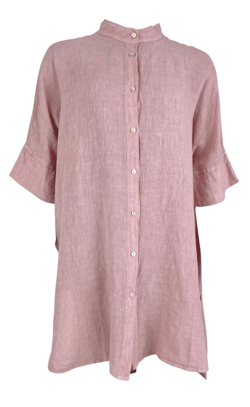 Black Colour Bluse - Siena Linen Oversize - Rose
