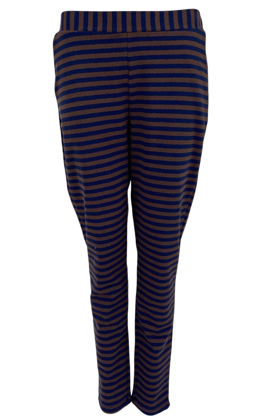 Black Colour Bukser - Jessa Striped - Navy