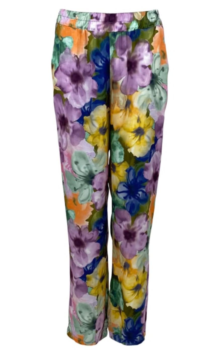 Black Colour Bukser - Waterlilly Satin - Pastel Green