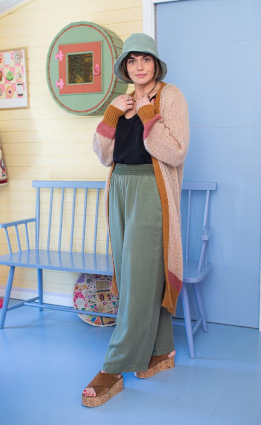 Black Colour Cardigan - Devina - Lt. Rose