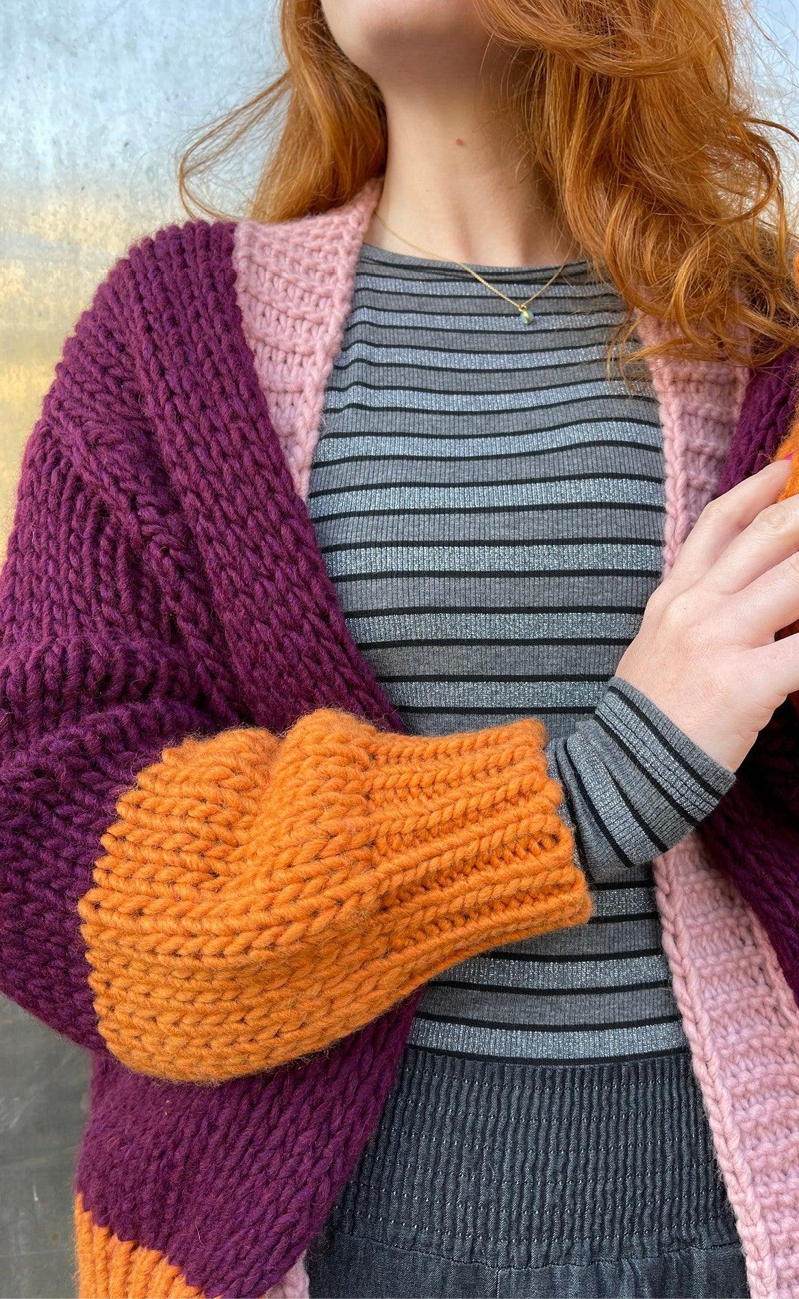 Black Colour Cardigan - Elva Knit - Wine