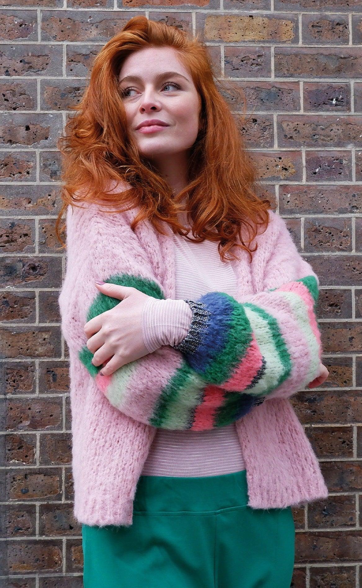 Black Colour Cardigan - Hera Brushed - Rose
