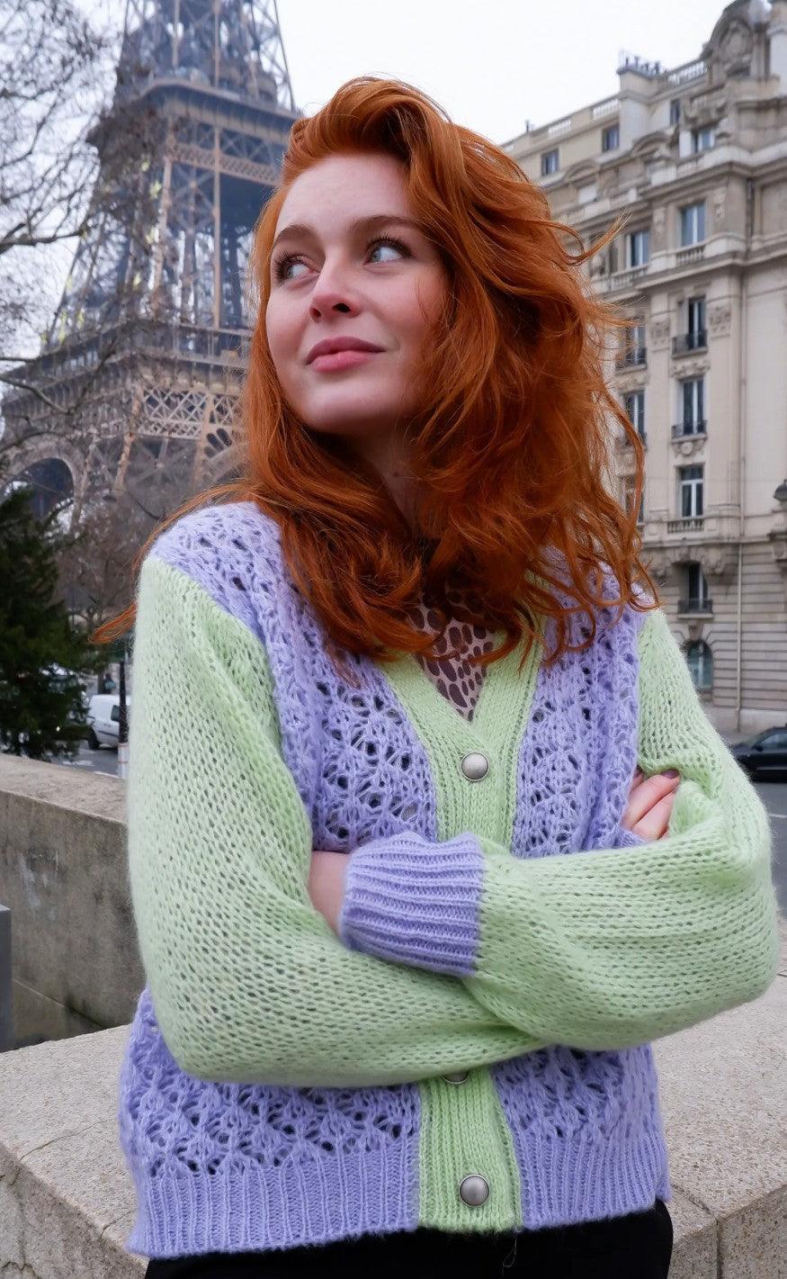 Black Colour Cardigan - Lina - Lavender