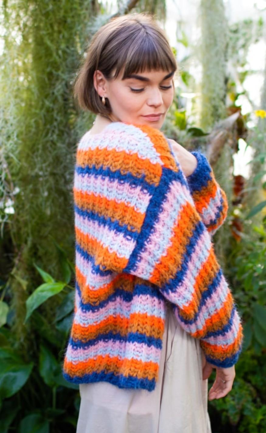 Black Colour Cardigan - Paco - Orange