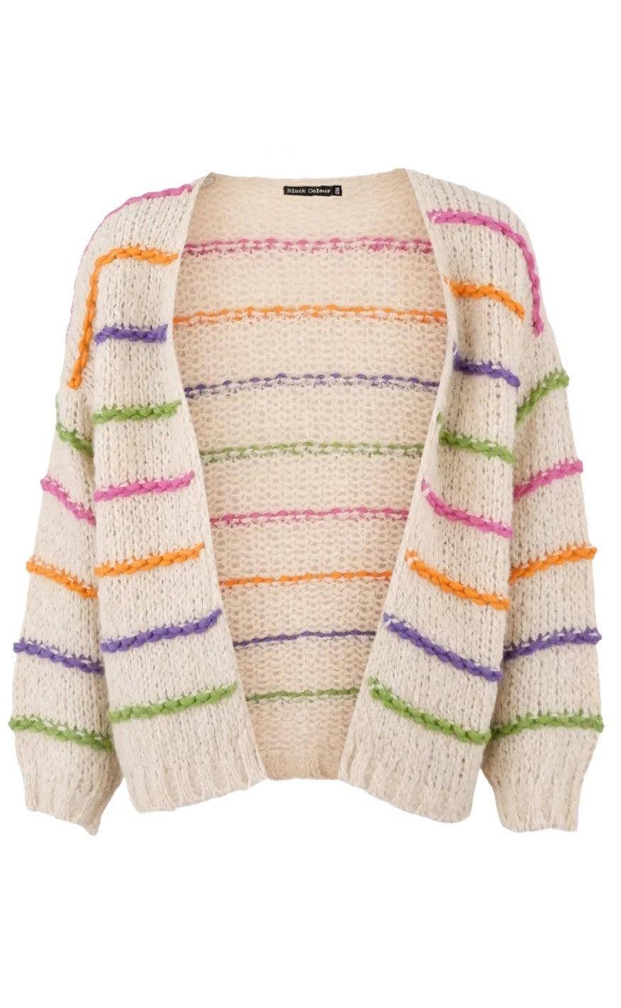 Black Colour Cardigan - Violet - Natural Colour