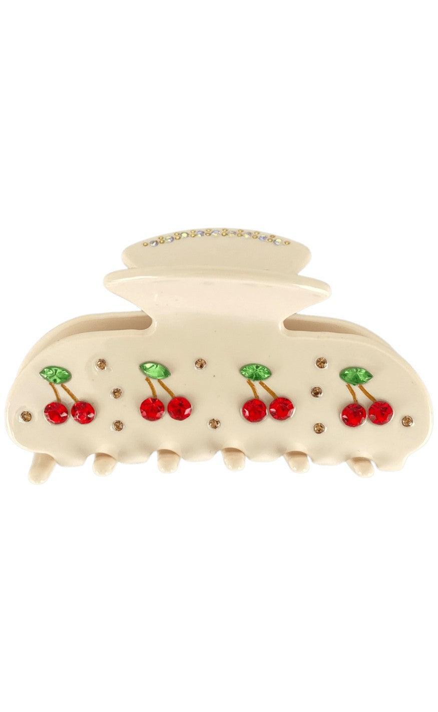 Black Colour Hårklemme - Cherry Rhinestone - Beige