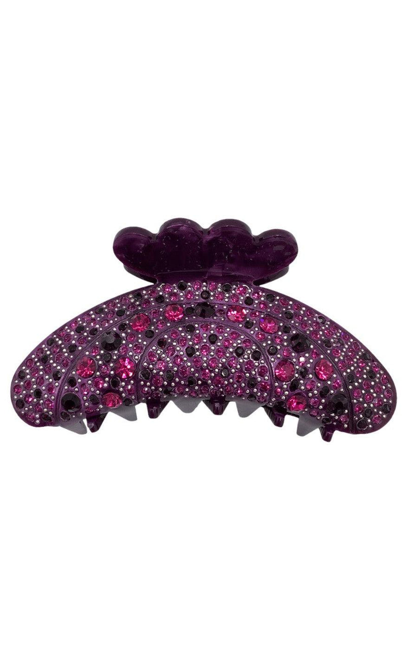 Black Colour Hårklemme - Premium Rhinestone - Dk. Purple