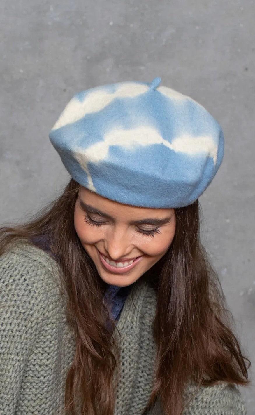 Black Colour Hat - Alda - Lt. Blue Tie Dye