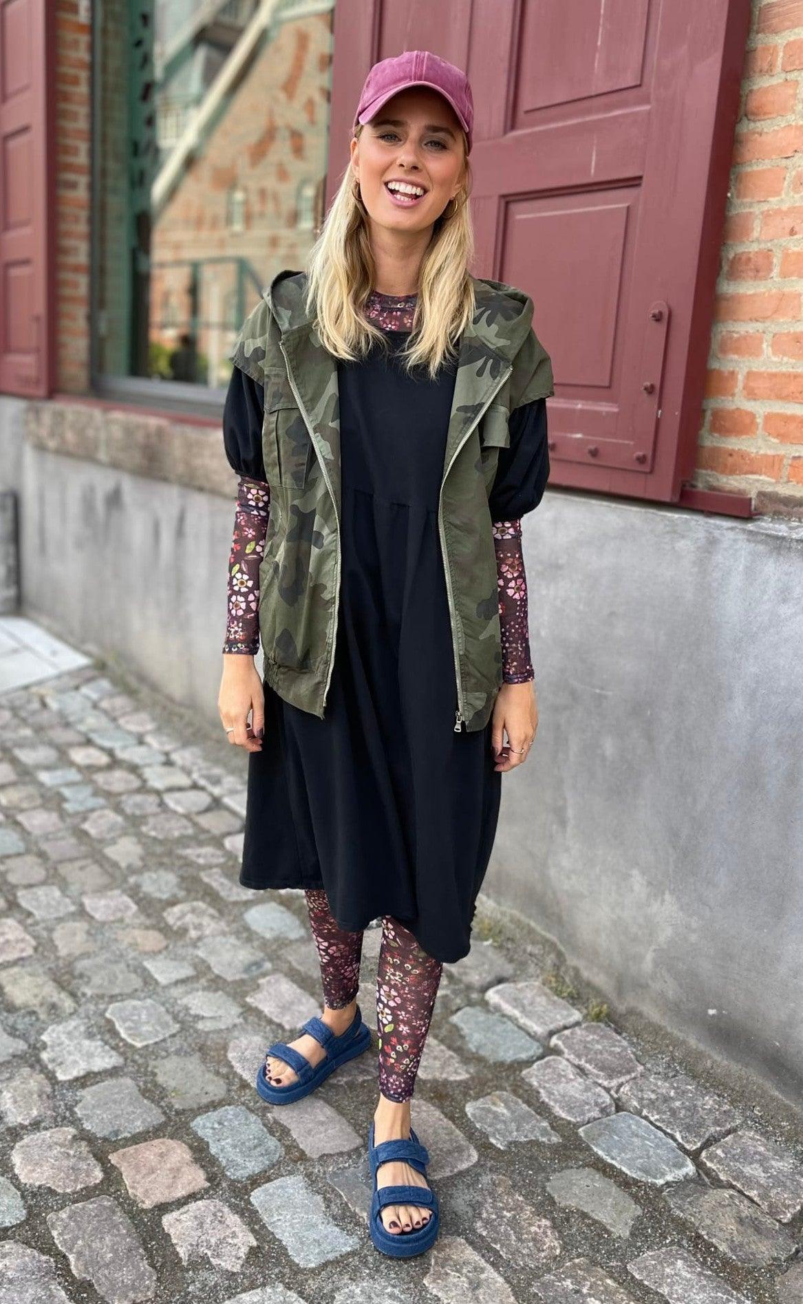 Black Colour Hoodie Vest - Davis - Camouflage