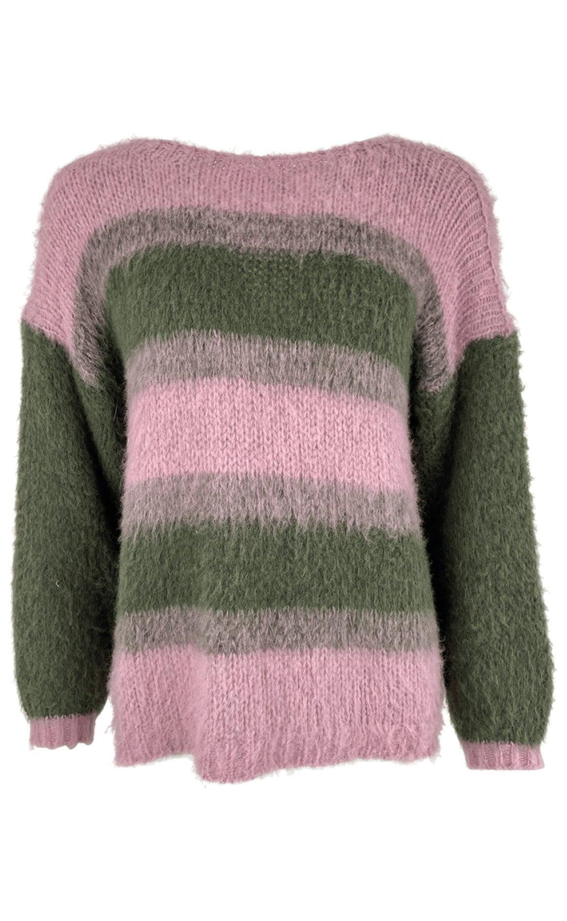Black Colour Jumper - Avery Brushed - Army / Rose