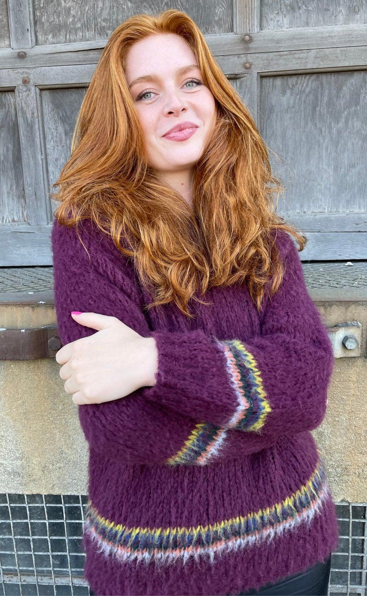 Black Colour Jumper - Tonya - Wine