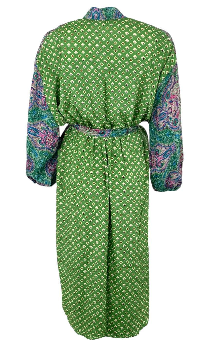 Black Colour Kimono - Luna Long - Green Desire