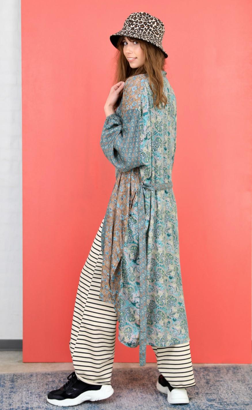 Black Colour Kimono - Luna Multi - Poetry Mint