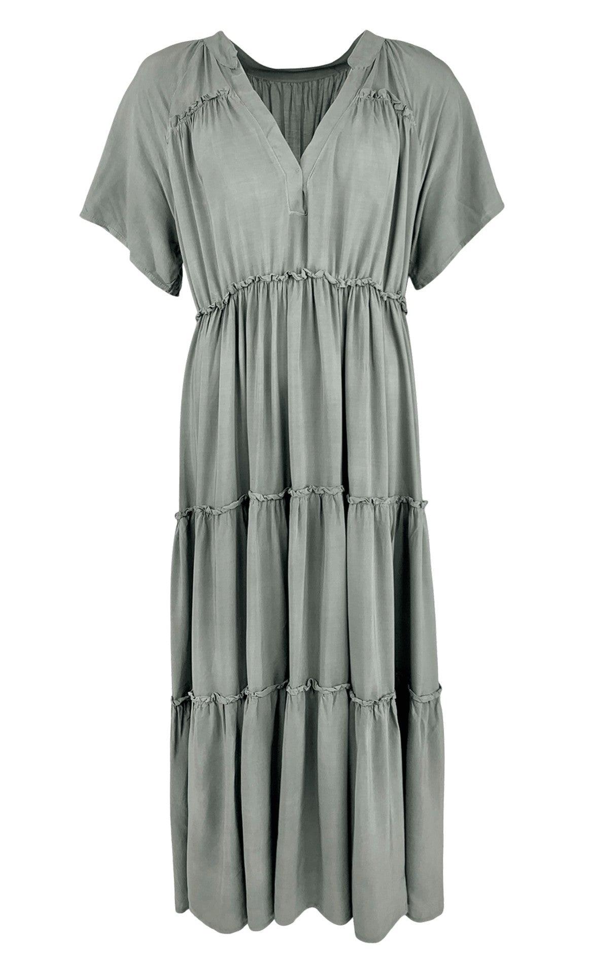 Black Colour Kjole - Ada Maxi Boho - Olive