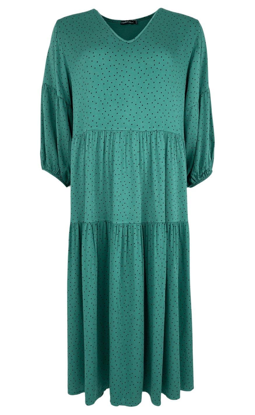 Black Colour Kjole - Bianca Dot - Green Dot