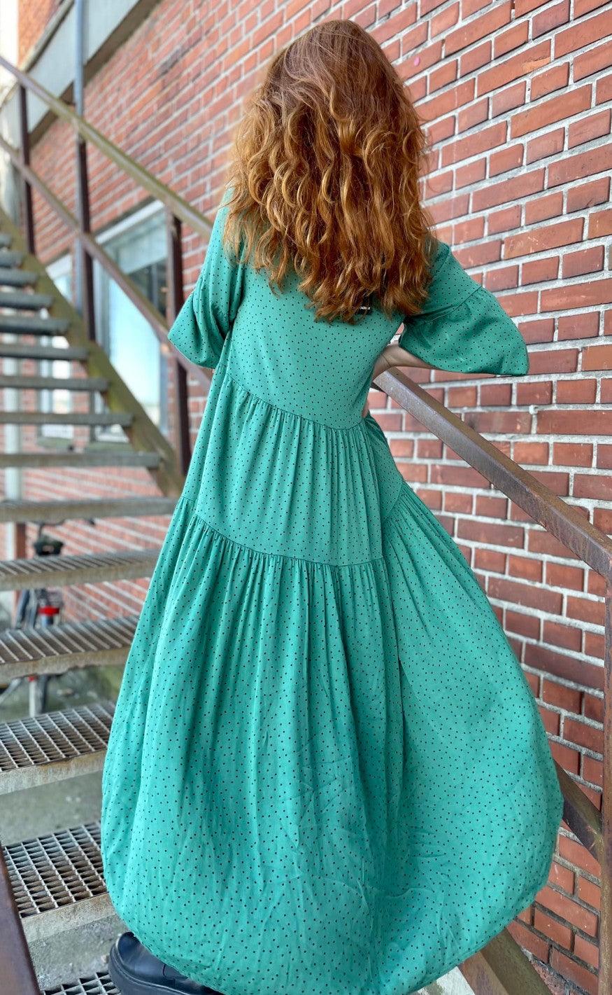 Black Colour Kjole - Bianca Dot - Green Dot