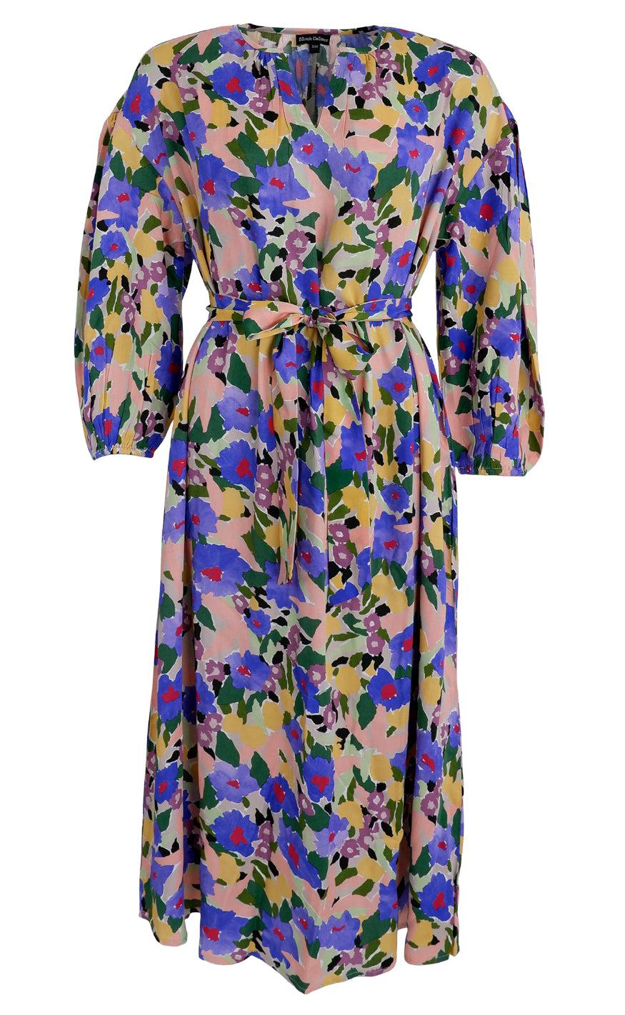 Black Colour Kjole - Blossom - Blue Mix