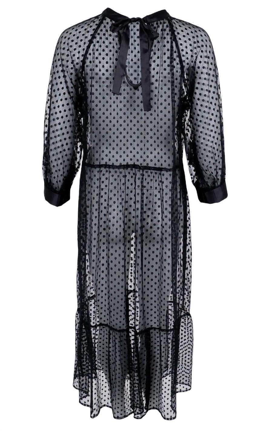 Black Colour Kjole - Dot Mesh - Black