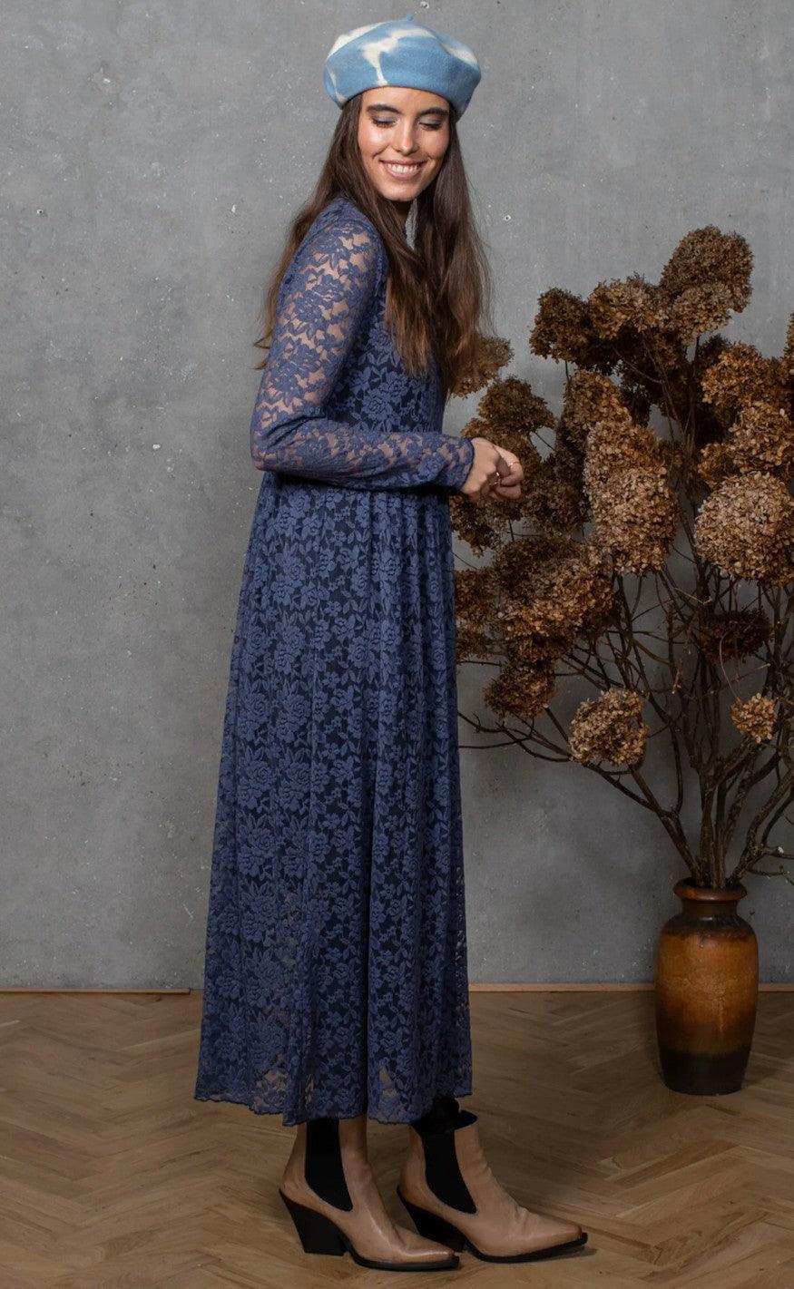 Black Colour Kjole - Eloise Lace - Blue
