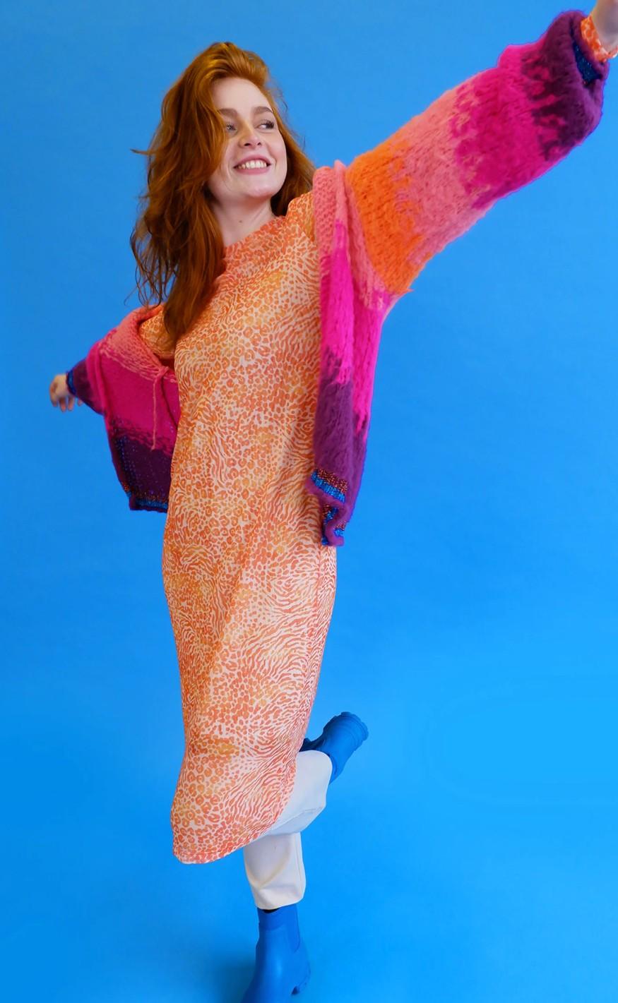 Black Colour Kjole - Florence Mesh - Apricot Leo