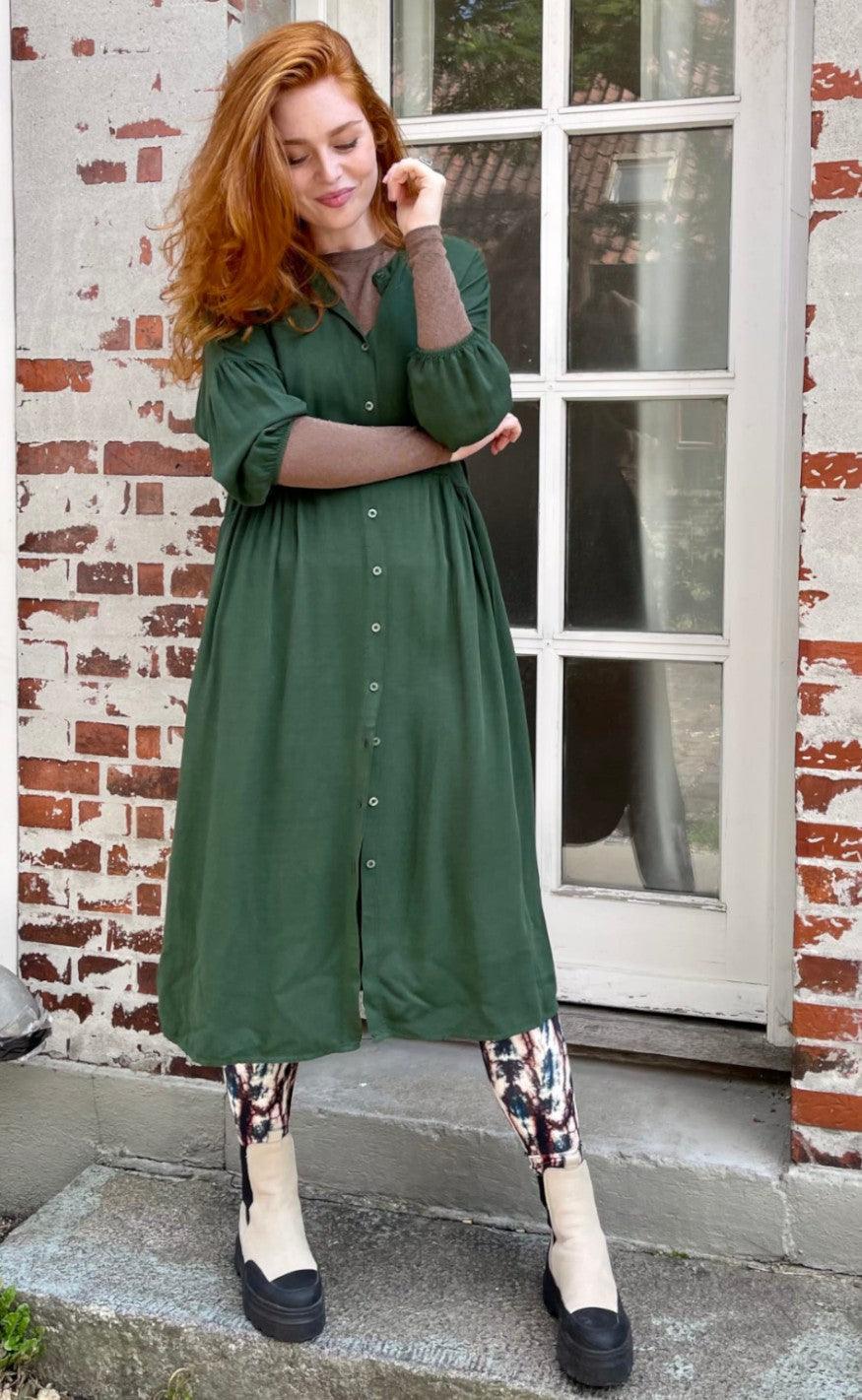 Black Colour Kjole - Ivy - Dark Green
