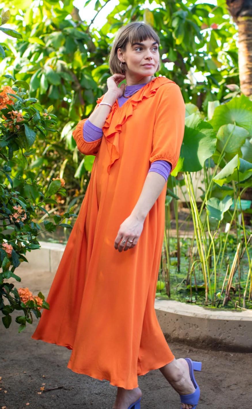 Black Colour Kjole - Lily - Orange