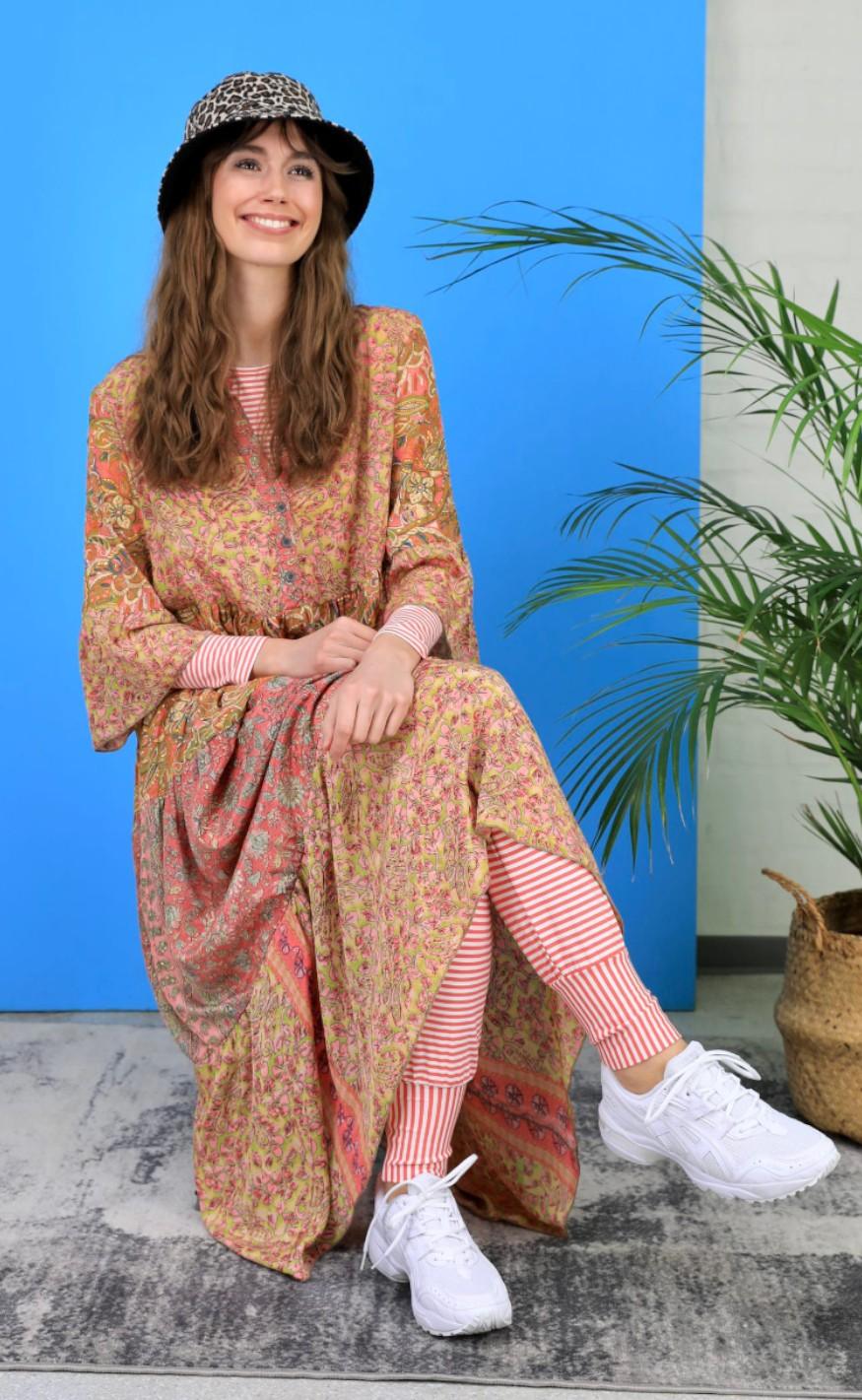 Black Colour Kjole - Luna Boho Long - Coral Mix
