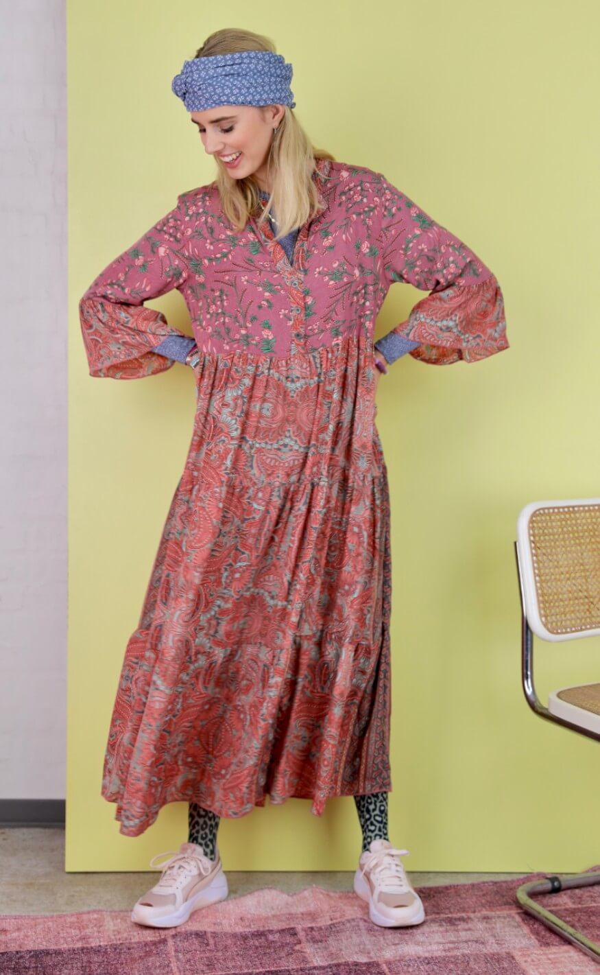 Black Colour Kjole - Luna Boho Long - Rose Mix