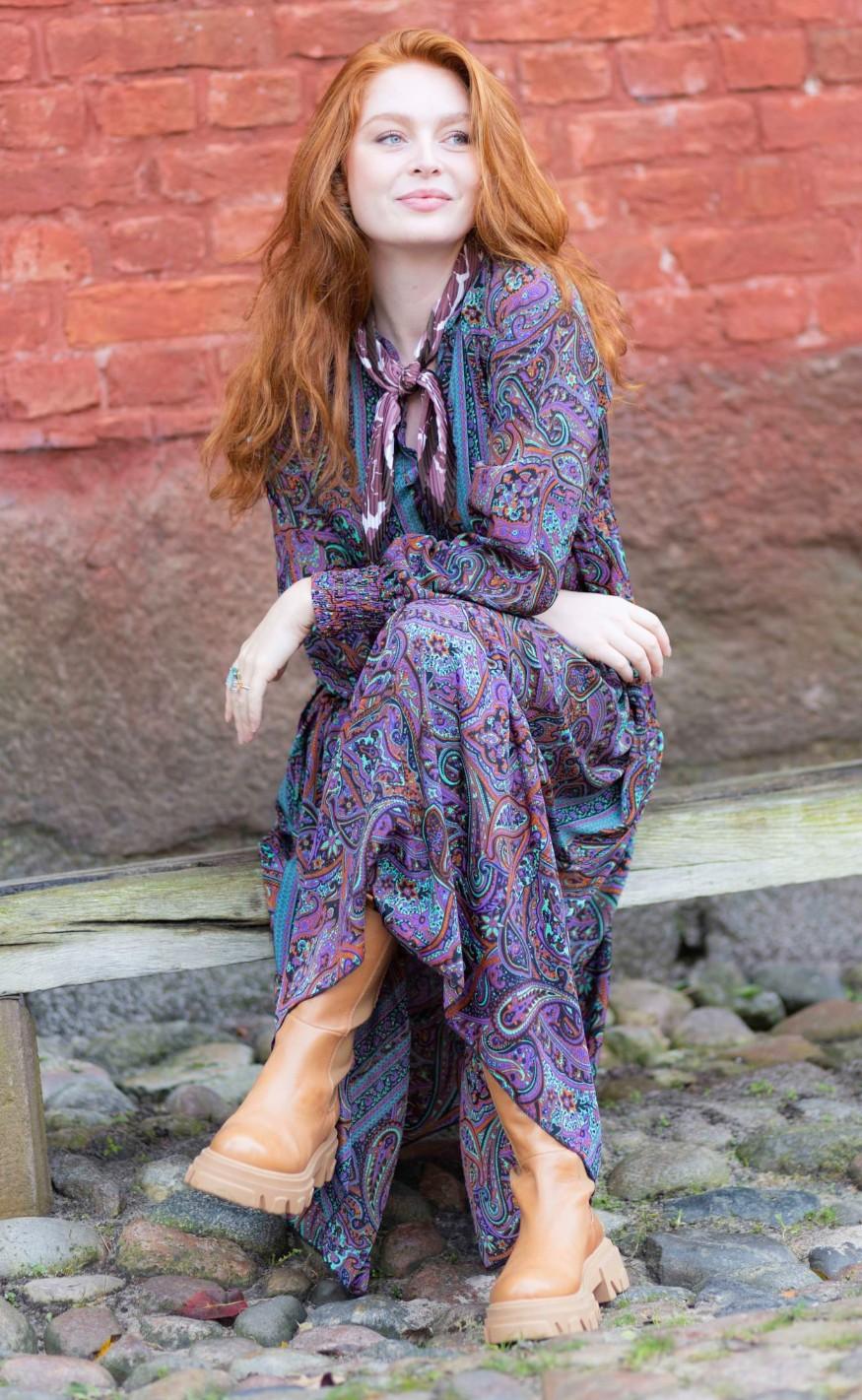 Black Colour Kjole - Luna Boho Long - Vibrant Amber