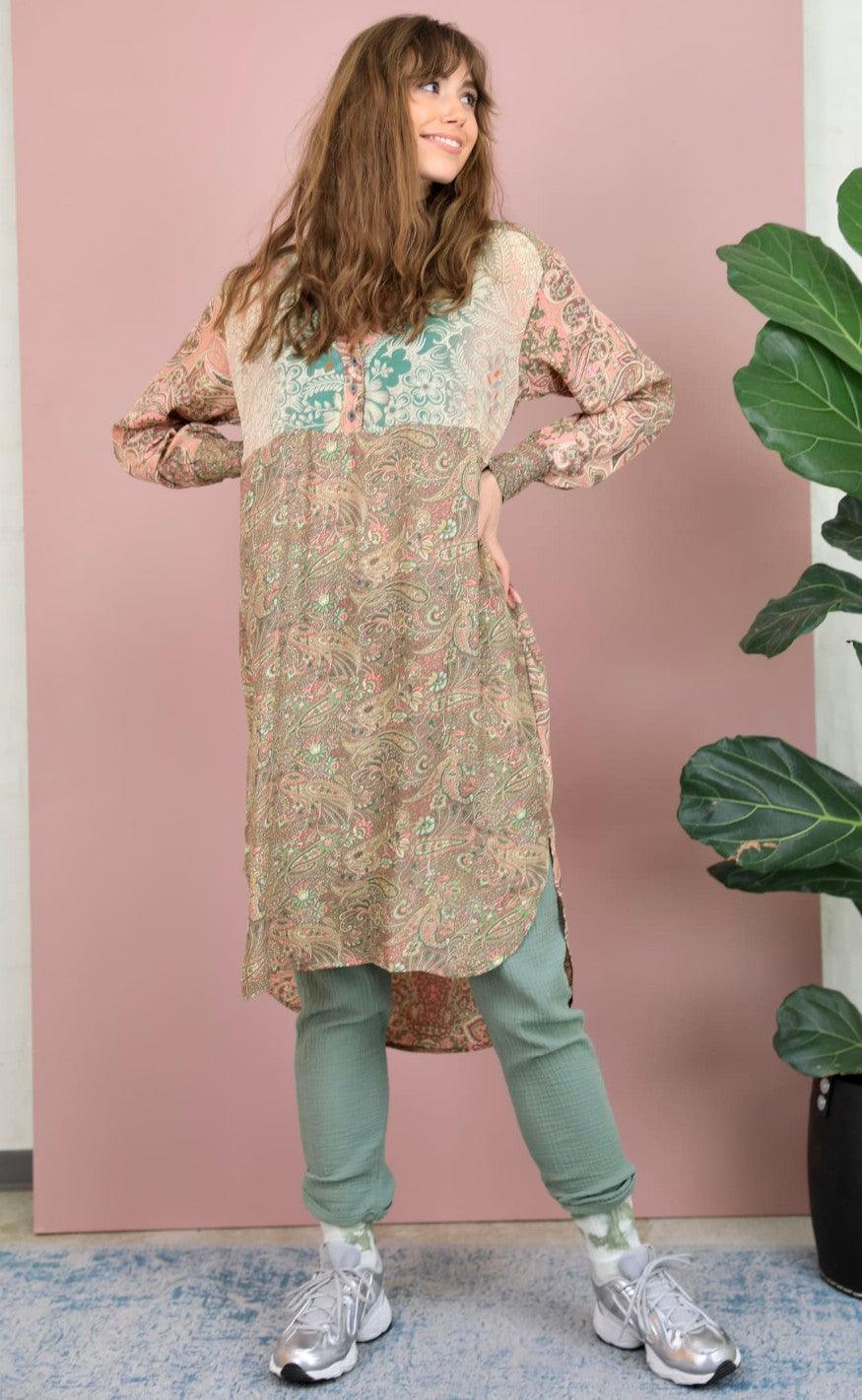 Black Colour Kjole - Luna Long Kaftan - Rose