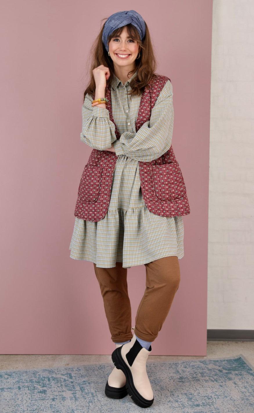 Black Colour Kjole - Raffaela Midi Check - Mint